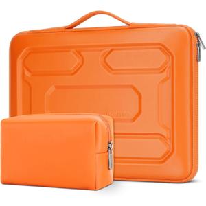 DOMISO Laptop Hard Case 15-16 inch Waterproof Shockproof Hard Shell Laptop Sleeve with Handle & Storage Pocket, Compatible with MacBook, HP, Dell, Orange