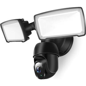 Floodlight Security Camera,Outdoor 360 PTZ Surveillance Camera,355 Pan & 90 Tilt,1080P, 2000 Lumens, Weatherproof, Auto Tracking, Color Night Vision, 90db Siren (Black)