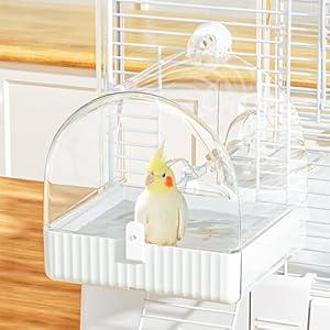 BUCATSTATE Hanging Bird Bath for Cage, 3 in 1 Multifunction Bird Bath/ Bowl/ House, Bird Cage Accessories Suitable for Small to Medium Birds, Like Lovebirds, Finches, Parakeets, Mannikin