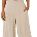 ZESICA Women's 2 Piece Outfits Linen Short Sleeve Crop Top and Wide Leg Pants Lounge Matching Set Tracksuits Trendy Clothes, M