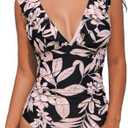 CUPSHE Women's Ruffled One Piece Swimsuit V Neck Lace Up M