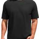 KLIEGOU Men's 100 Cotton Loose Fit Thick T-Shirt Heavy Weight Crewneck Tees for Men (Large, Black)