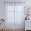 PI Sheer Window Curtains Home Decoration Solid Voile Panels with Ring Top for Bedroom 2 Panels (W52 X L90, Optical White)