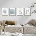 PLKMN Coastal Cowgirl Wall Art Prints Set of 4, Navy Blue Bow Coquette Trendy Preppy Room Decor, 8x10 Unframed