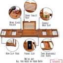 XcE Bamboo Bathtub Caddy Tray - Expandable to 41 Inches with Book Stand, Soap Holder & Anti-Slip Pads for Luxury Bath Spa, Brown