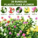 20 Bundles Outdoor UV Resistant Faux Flower Summer DecorArtificial Flowers Fake Outdoor Plants for Garden, Patio, Porch, Home Dcor (5 Colors)