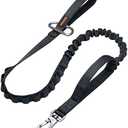 EXCELLENT ELITE SPANKER Tactical Bungee Dog Leash Military Adjustable Dog Leash Quick Release Elastic Leads Rope with 2 Control Handle(Black)