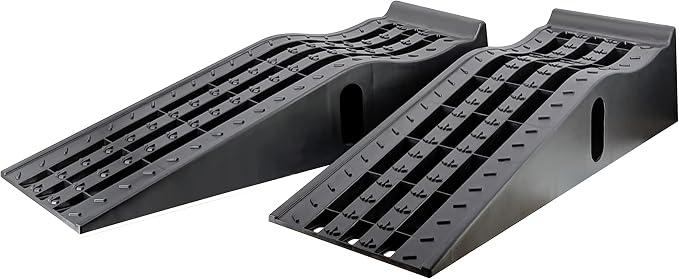MaxxHaul 50515 6.25" Lift Car Ramps, 2-Pack – 6, 500lb GVW, Deep Grooved Surface for Stable Tire Placement, Heavy-Duty, Black