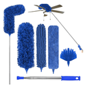 Microfibre Duster for High Ceilings, Duster for Cleaning Fan Cobweb, 100" Telescopic Extension Pole Kit, Reusable Duster, Washable Lightweight Duster for Ceiling Fan Webs, Blinds