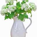 Hydrangea Artificial Flowers Fake Hydrangeas - Silk Flowers 4 Pack 28 Inch Long with 12 Real Touch Blooms, Snowball Viburnum for Wedding and Home Decor (White)