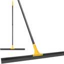 Floor Squeegee for Concrete, 30'' Large Rubber Broom for Tile, 59'' Long Handle Heavy Duty Water Wiper for Garage, Deck (Yellow)