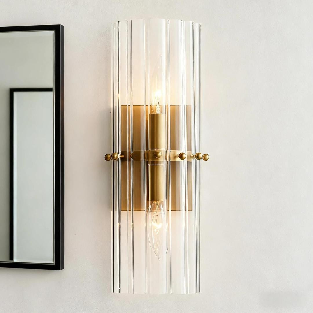 Modern Crystal Wall Sconces, Wall Light for Living Room,Vintage Hand-Polished Vanity Light Beside/Over Mirror, Luxury Light Fixtures for Indoor,4" L x 15" W x 6" H