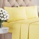 Queen Size 4 Piece Sheet Set - Comfy Breathable & Cooling Bed Sheets Set - Hotel Luxury Bedding for Women, Men, Kids, Teens, Boys & Girls - Deep Pockets, Ultra-Soft, Wrinkle Free - Oeko-Tex - Yellow