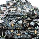 JSD Black Paisley Floral Printed Sheet Set Queen Size, 4 Piece Soft Pattern Microfiber Sheets Extra Deep Pocket