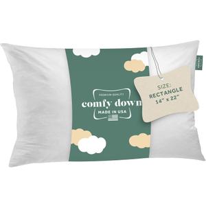 ComfyDown Decorative Throw Pillow Insert, Down and Feather Fill, 100% Cotton Cover, 233 Thread Count - Made in USA (14 X 22) (White)