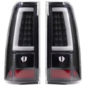 Tail Light Assembly Compatible With 2003-2006 Chevy Silverado 1500 2500 3500 Driver and Passenger Side Smoke Black LED Rear Brake Lamps With Bulb Inside And Wiring Harness