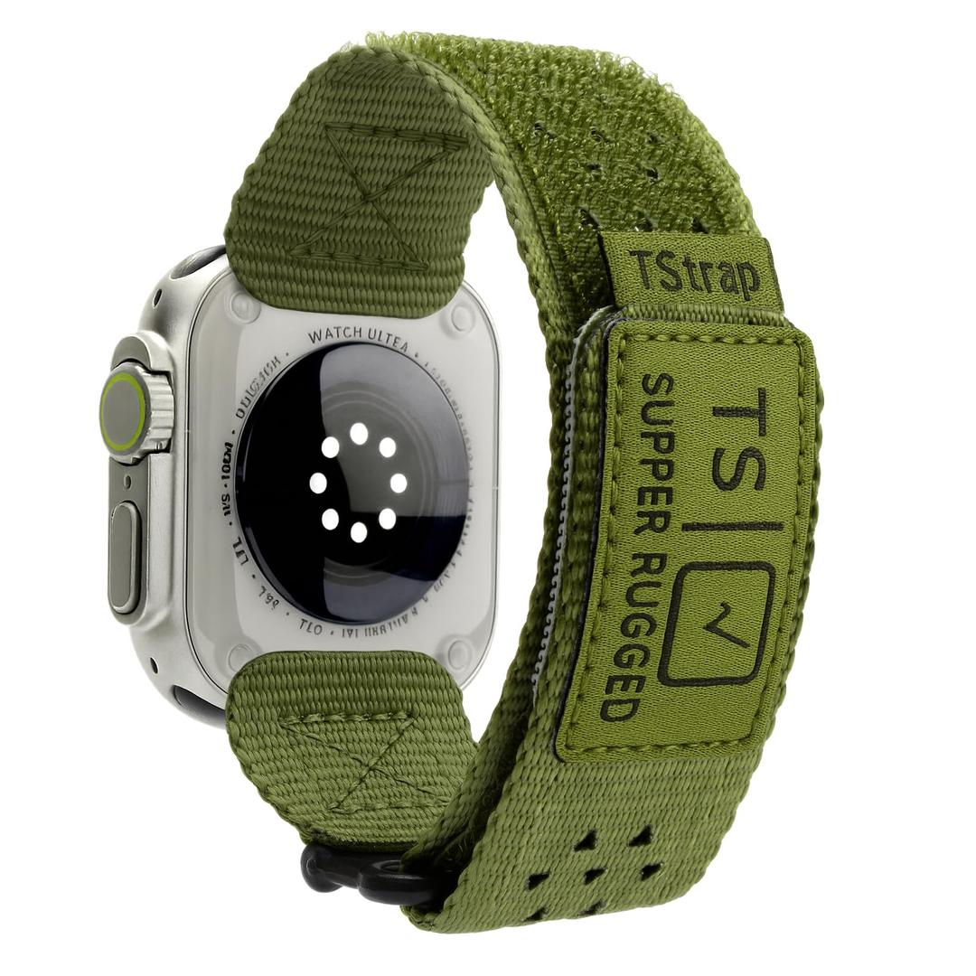 TStrap Compatible with Apple Watch Band for Men - Green Nylon iwatch 49mm 46mm 45mm 44mm 42mm Sport Bands - Military Athletic Strap Correas for Ultra 1/2 Series 10 9 8 7 6 5 4 3 2 1 SE