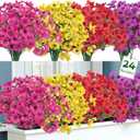 Ouddy Decor 24 Bundles Artificial Flowers for Outdoors Fake Silk Flowers UV Resistant Faux Plastic Plants for Indoor Outdoor Vase Box Garden Porch Window Box Home Spring Summer Decor, Multicolor