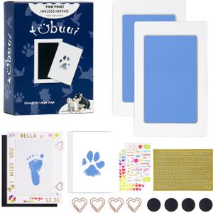 Paw Print Kit for Dogs Cats,Inkless Baby Hand and Footprint Kit, Dog Nose Print Kit,Clean Touch Ink Pad Kit,No Mess Newborn Baby Footprint Kit, Pet Paw Print Kit for Family Keepsake (Medium (Pack of 2), Blue)