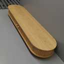 Bamboo Dual Monitor Stand with Storage, Curved Double Computer Laptop Stand Desk Shelf Organizer with Sliding Doors (42 inch)