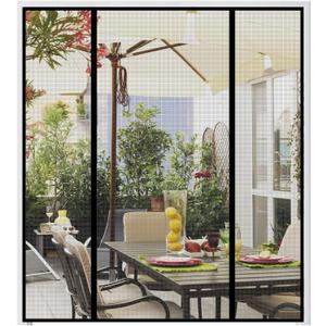 Magnetic Screen Door Fits Door Size 48" x 82, Screen Size 50" x 83",Double Opening, Mesh Net Curtain with Magnet Full Frame Hook&Loop Strip, Black