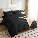 JOKOLO Queen Size Comforter Set - 3 Pieces, 1 Reversible Comforter and 2 Pillowcases,Soft Quilted Warm Fluffy Cooling Bedding for All Season,Black