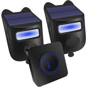 Qumox Solar-Powered Driveway Alert System - Wireless Motion Sensor Doorbell with Weatherproof Design for Home and Business Security (2 Sensor & 1 Receiver)