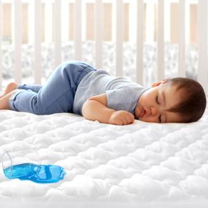 2 Pack Mini Crib Mattress Protector Waterproof Mini Crib Sheets Fitted 38'' x 24'' Skin Friendly & Breathable Sheet Machine Wash (Quilted Improved Thickness)