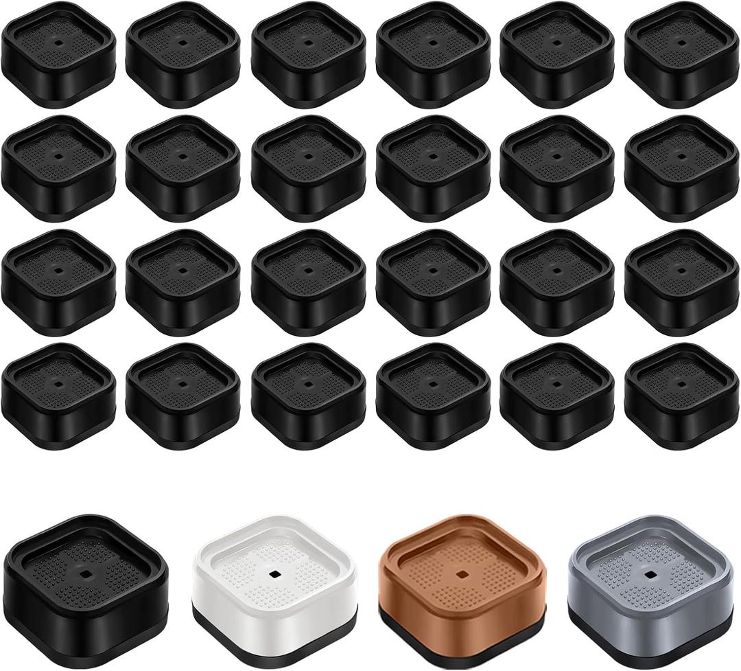 shouwuhho 24 Pack Furniture Risers Adjustable Bed Risers Heavy Duty Lifts Height 1", Square Stackable Bed Risers 1, 2 or 3 Inch for Desk Leg Table Couch Sofa Chair Bed Frame Legs Dorm, Black