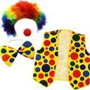 Tigerdoe Clown Costume Set  Wig, Nose, Bow Tie & Vest  4-Piece Dress-Up Clown Accessories for Party