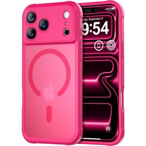 Thomo Magnetic for iPhone 17 Pro Max Case, [Compatible with Magsafe] [Full Camera Protection] Translucent Matte Military Grade Shockproof with Anti-Fingerprint Phone Cover 2025, Hot Pink