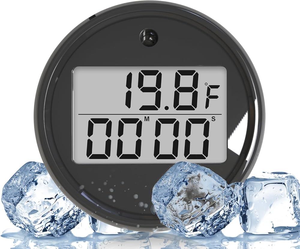 PlungeGauge 3-in-1 Cold Plunge Thermometer with Clock & Timer - Ice Bath Water Thermometer with Easy 3-Button Control - Floating Design & IPX7 Waterproof with Audible Beep & LED Indicators