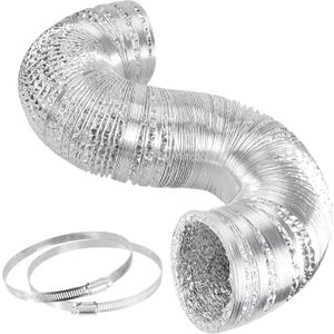 Simple Deluxe 12 Inch 25 Feet Ducting, Non-Insulated Flex Air Aluminum Foil Duct for Dryer Vent Hose, Heating, Cooling, Ventilation, Exhaust, 2 Clamps Included, Silver