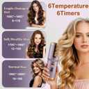 Cordless Automatic Curling Iron, 6 Temp Settings, All Hair Types, 6500mAh Max Battery, Type-C Fast Charge, Ceramic Ionic Hair Curler for Travel & Outdoor Use, Anti-Scald Auto Shut Off(150-200 ℃) Purple