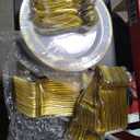 300PCS Gold Plastic Plate Set (50 Guests), Plastic Plates for Party Wedding Birthday, Disposable Dinnerware Set of 100 Plates, 100 Forks, 50 Spoons, 50 Knives for Christmas