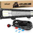 Nilight LED Light Bar 20Inch 288W Flood Spot Combo 28800LM Off Road Driving Lighting with Wiring Harness for Trucks Tractor Trailer Pickup Golf Cart SUV ATV UTV 4x4 Van Camper