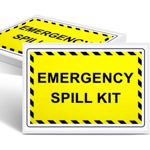 10 PCS Emergency Spill Kit Label Decal - 5" x 3.5" Vinyl Self Adhesive Emergency Safety Warning Waterproof Sign for Industrial Hazmat Facilities Notices, Spill Kit Station