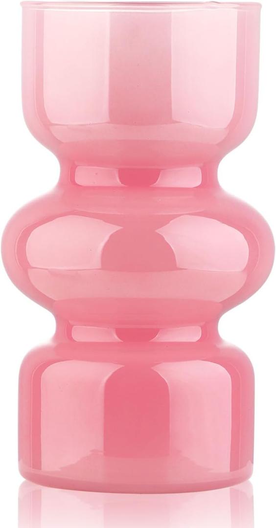 VanEnjoy Pink Glass Hydroponic Vase, Colored Glass vase Flower, Three-Layer 7 inch Cylinder vase for Home Dcor, Modern Glass Vase for Home, Office, Wedding