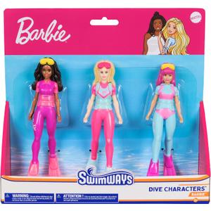 SwimWays Barbie Dive Characters 3-Pack, Swimming Pool Accessories & Kids Pool Toys, Pool Party Supplies & Water Toys for Kids Aged 5 & Up