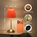 Set of 2 Orange LED Lamp, Small Cordless Lamps Rechargeable, 3 Color Temperatures & Stepless Dimming, Mini Wireless Lamp for Nightstand, Patio Table Lamp Outdoor Battery Operated (Tangerine)