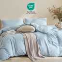 JELLYMONI Queen Size Duvet Cover 100% Cotton Linen Texture Breathable Set | Pure Cotton, Zipper Closure, with natural wrinkles, Breathable&Soft, fade-resistant, 1 Duvet Cover & 2 Pillowcases