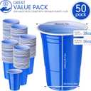 Mimorou Blue 200 Pack 16 oz Plastic Cups Bulk, Disposable Cups for Party Graduation Mardi Gras Wedding Stackable Beverage Drinking Tumbler Heavy Duty for BBQ Birthday Baby Shower