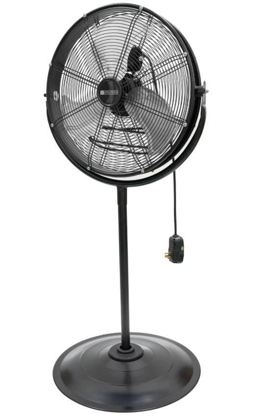 UtiliTech Pro Industrial Heavy Duty Powerful and Quiet Metal High Velocity 360 Degree Tilting Pedistal Drum Fan