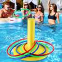 Hiboom Pool Ring Toss Games Toys, Swimming Pool Games for Adults and Family with 6 Pcs Throwing Rings, Water Foam Toss Float Toys for Summer Outdoor, Beach, Yard, Party in Fun Water Activities