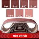 Boshcraft 21 Pack 3 x 21 Inch Sanding Belts, 3x21 Belt Sander Sanding Belts 40/60/80/120/180/240/400 Grits Assortment Sanding Belt for Belt Sander Knife Sharpening Woodworking Metal Polishing