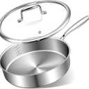 EWFEN 12 Inch Tri-Ply Stainless Steel Frying Pan, Compatible with All Cooktops Up to 600, Large Frying Pan with lids, Induction-Ready Skillet, Dishwasher and Oven Safe, Even Heat, 12" Saute Pan+Lid