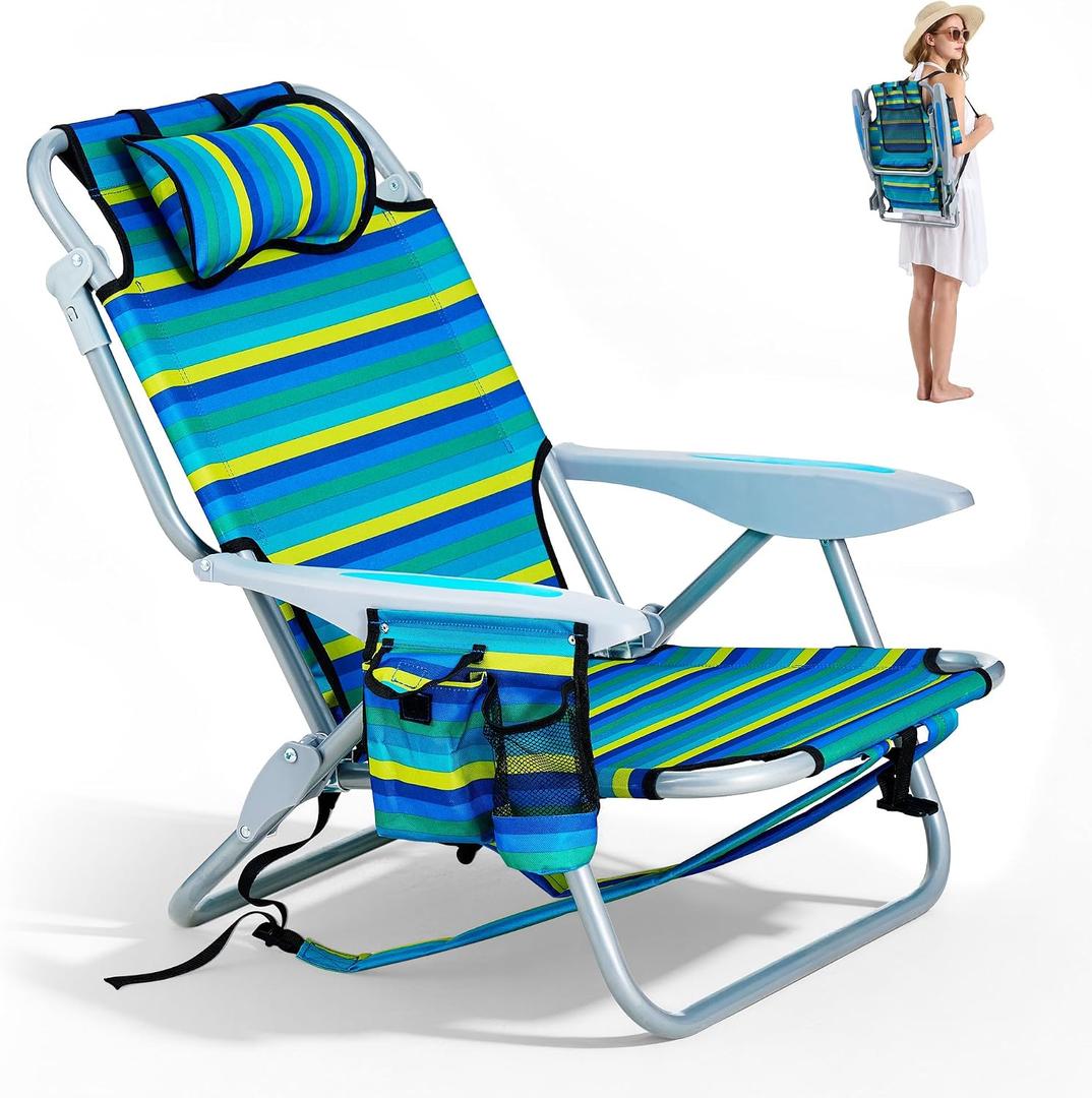 Portable Backpack Beach Chair for Adults,Stripe