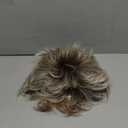 LEOSA Short Ombre Blonde Wig with Bangs for White Women Highlight Brown Pixie Cut Wig Synthetic Wavy Curly Light Blonde Mixed Brown Layered Natural Hair Fluffy Heat Resistant