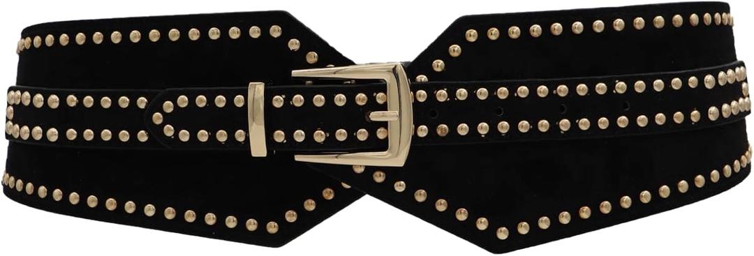 ZYALTFDC Women Wide Elastic Belts Chunky Stretchy Thick Belts for Women Dress Retro Cinch Girdle Vintage Waistband (Suit for waist size 28"-35.5", Black)