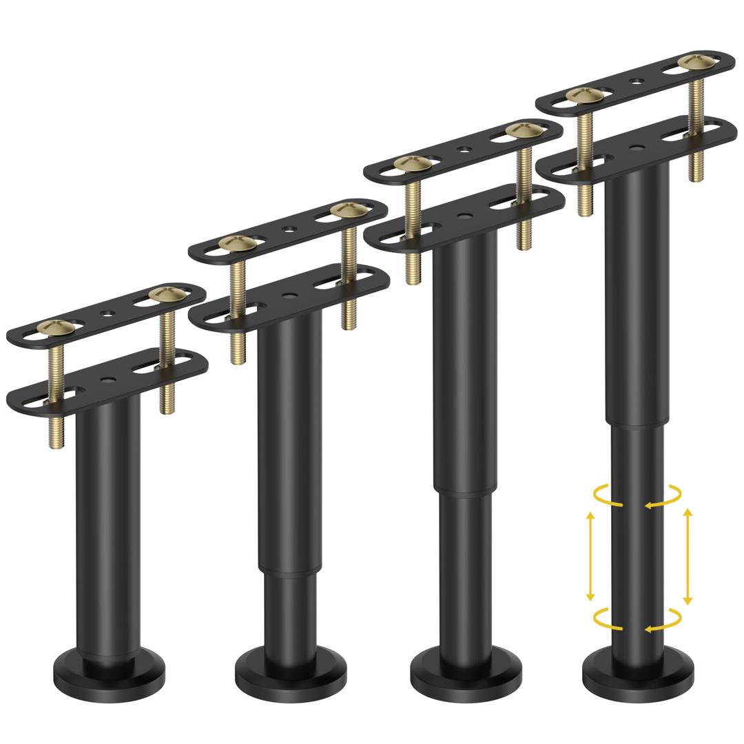 4 Pcs Adjustable Height Bed Support Legs 7.08-12.6 inch, Bed Frame Center Support Legs for Bed Frame/Bed Center Slat/Furniture, Heavy Duty Metal Bed Replacement Legs Bed Slats Support Legs